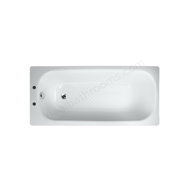 Essential Steel 1700mm x 700mm Single Ended Steel AntiSlip Bath; 2 Tap
