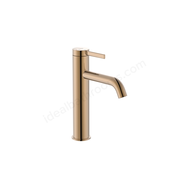 Roca Ona Basin Mixer Mezzo Smooth Body with Click Clack Waste; Cold Start; 1 Taphole; Rose Gold