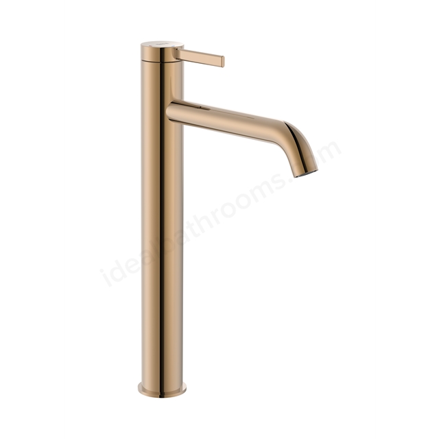 Roca Ona Basin Mixer High Neck Smooth Body with Click Clack Waste; Cold Start; 1 Taphole; Rose Gold