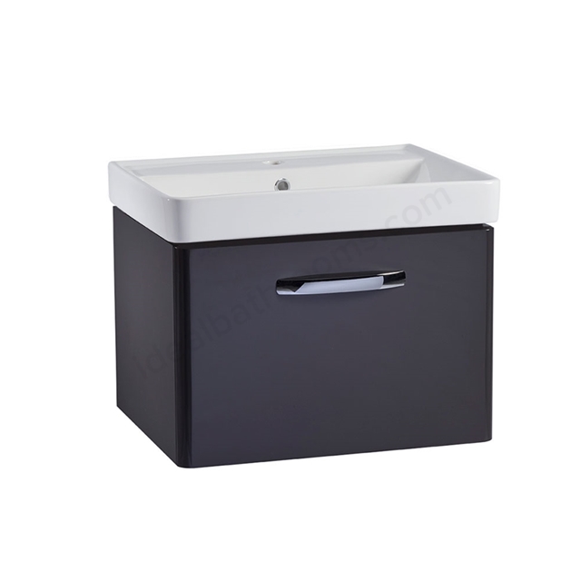 Tavistock Compass 600mm Wall Mounted Vanity Unit; 1 Drawer - Gloss Clay