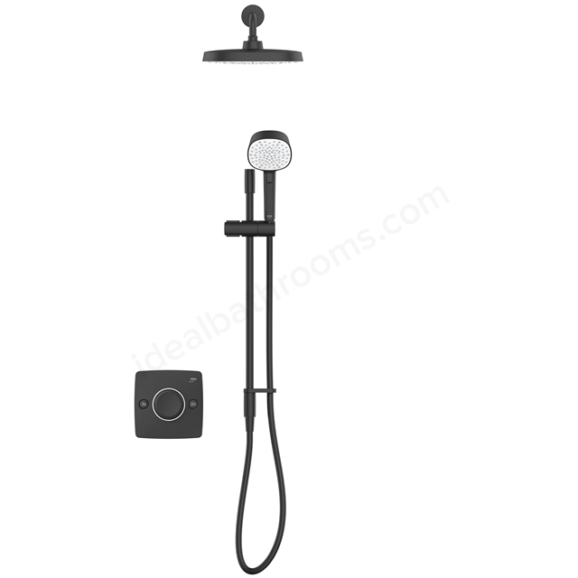 Mira Evoco Dual Shower with Hydroglo; Handheld & Fixed Overhead Shower Head - Matt Black