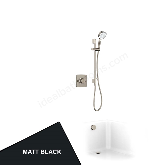 Mira Evoco Dual Shower with Hydroglo; Handheld Shower Head & Bath Filler - Matt Black