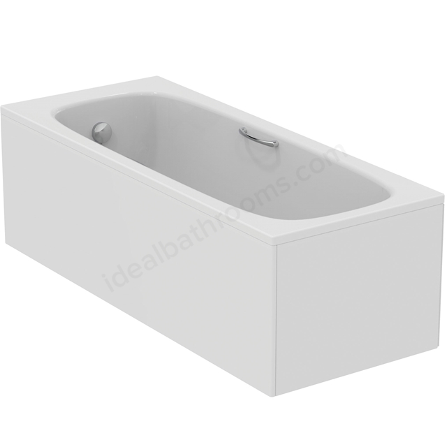 Ideal Standard Rectangular Idealform Water Saving Bath with Chrome Handgrips; No Tapholes; 170cm x 70cm; White