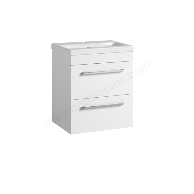 Essential Montana 500mm x 560mm Wall Mounted 2 Drawer Vanity Unit & Basin - Gloss White
