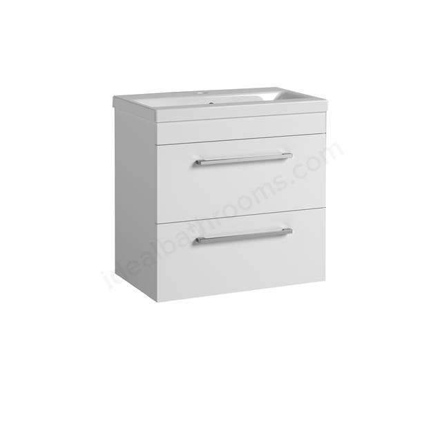 Essential Montana 600mm x 560mm Wall Mounted 2 Drawer Vanity Unit & Basin - Gloss White