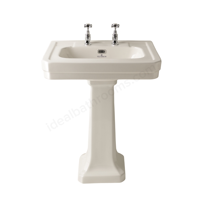 Bayswater Victrion Basin; 640mm x 480mm; 2 Tap Holes; Chrome Overflow - White