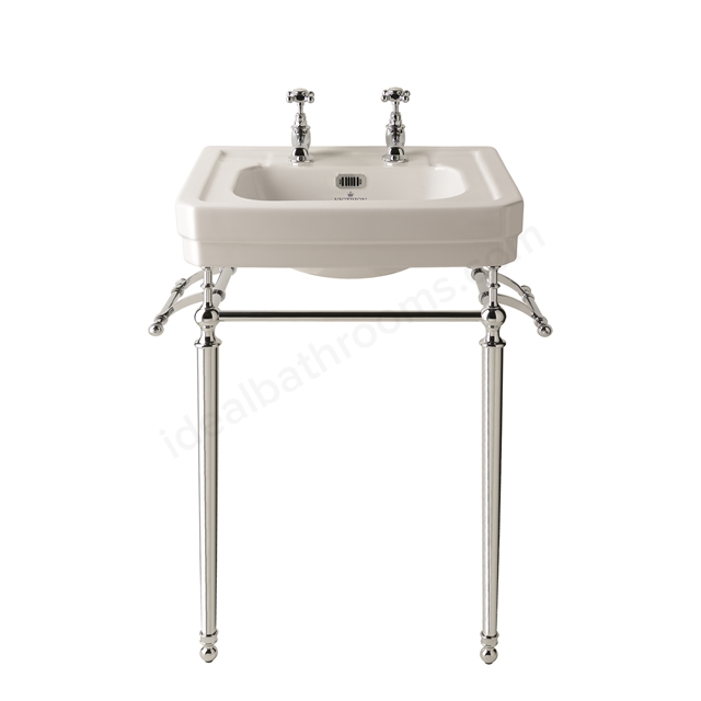 Bayswater Victrion Basin; 550mm x 480mm; 2 Tap Holes; Chrome Overflow - White