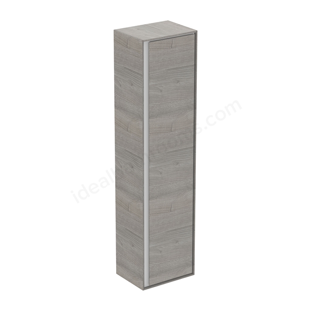 Ideal Standard Connect Air Wall Hung Tall Column Unit; 1 Door; 400mm Wide; Light Grey Wood / Matt White