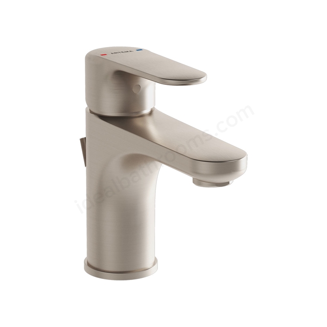 VitrA Root Round Compact Basin Mixer with Pop-Up Waste - Brushed Nickel