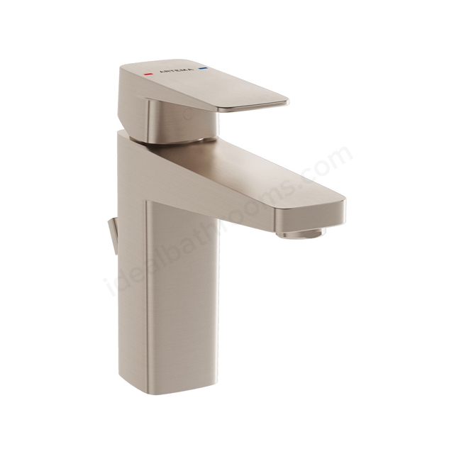 VitrA Root Square Tall Basin Mixer for Bowls with Pop-Up Waste - Brushed Nickel