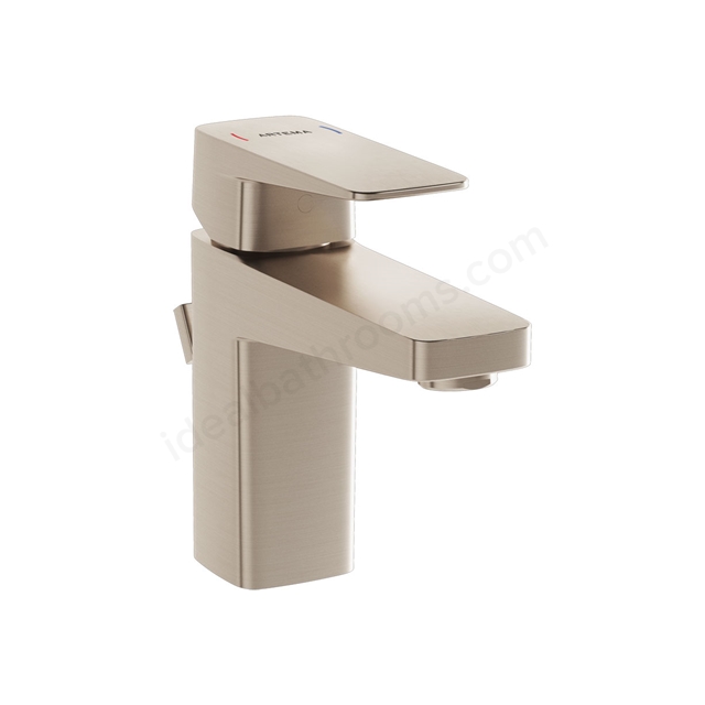 VitrA Root Square Compact Basin Mixer with Pop-Up Waste - Brushed Nickel