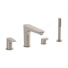 VitrA Root Round Deck-Mounted Bath Mixer with Hand Shower - Brushed Nickel