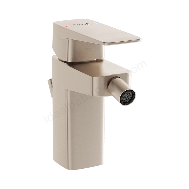 VitrA Root Square Bidet Mixer With Pop-Up Waste - Brushed Nickel