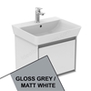 Ideal Standard Connect AIR Cube Wall Hung Vanity Unit Only; 1 Drawer; 550mm Wide; Gloss Grey / Matt White