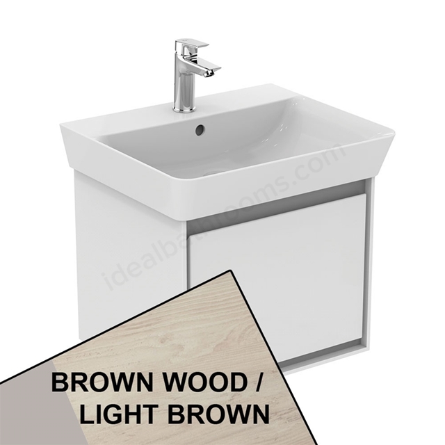 Ideal Standard Connect Air Cube Wall Hung Vanity Unit Only; 1 Drawer; 550mm Wide; Light Brown Wood / Matt Light Brown