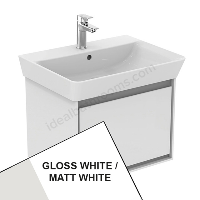 Ideal Standard Connect Air Cube Wall Hung Vanity Unit Only; 1 Drawer; 600mm Wide; Gloss White / Matt White