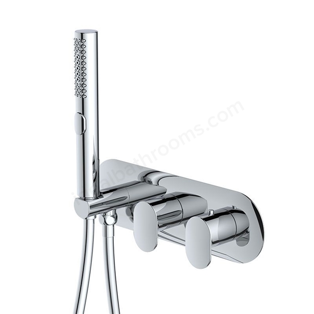 RAK Ceramics Mercury Horizontal Dual Outlet  Concealed Shower Valve with Handset - Chrome