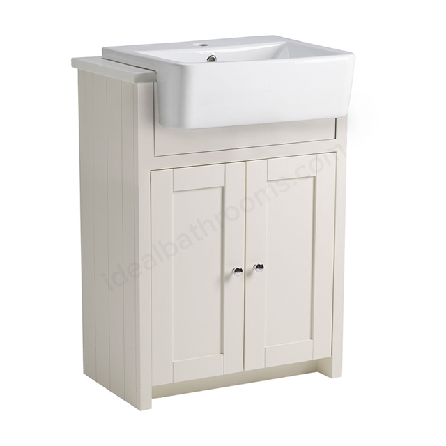 Tavistock Lansdown 600mm Semi-Countertop Vanity Unit; 2 Doors - Linen White