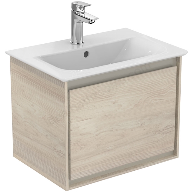 Ideal Standard Connect Air 500mm Wall Hung Vanity Unit Only; 1 Drawer - Light Brown Wood/Matt Light Brown