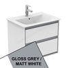 Ideal Standard Connect AIR Wall Hung Vanity Unit Only; 2 Drawers; 600mm Wide; Gloss Grey / Matt White
