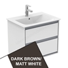Ideal Standard Connect Air 600mm Wall Hung Vanity Unit Only; 2 Drawers - Matt Dark Brown/Matt White