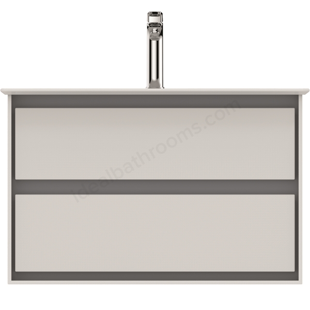 Ideal Standard Connect AIR Wall Hung Vanity Unit Only; 2 Drawers; 800mm Wide; Gloss White / Matt Grey