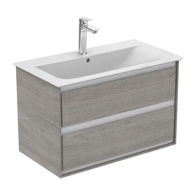 Ideal Standard Connect AIR Wall Hung Vanity Unit Only; 2 Drawers; 800mm Wide; Light Grey Wood / Matt White