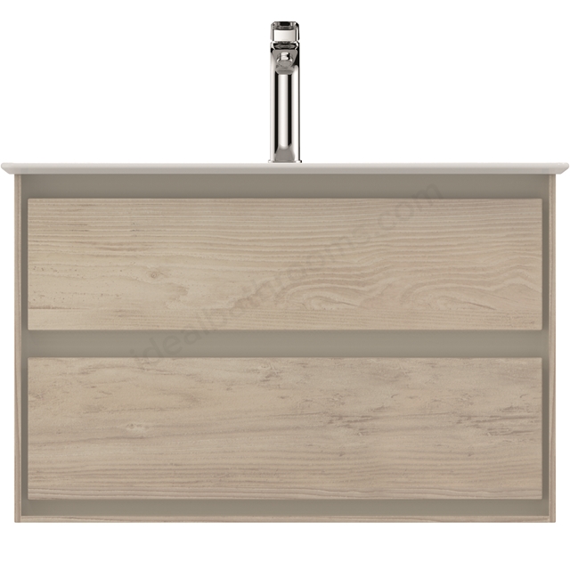 Ideal Standard Connect AIR Wall Hung Vanity Unit Only; 2 Drawers; 800mm Wide; Light Brown Wood / Matt Light Brown