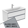 Ideal Standard Connect AIR Wall Hung Vanity Unit Only; 2 Drawers; 1000mm Wide; Gloss Grey / Matt White