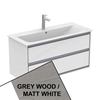 Ideal Standard Connect Air 1000mm Wall Hung Vanity Unit Only; 2 Drawers - Light Grey Wood/Matt White