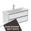 Ideal Standard Connect Air 1000mm Wall Hung Vanity Unit Only; 2 Drawers - Matt Dark Brown/Matt White