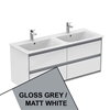 Ideal Standard Connect AIR Wall Hung Vanity Unit Only; 4 Drawers; 1200mm Wide; Gloss Grey / Matt White