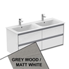 Ideal Standard Connect AIR Wall Hung Vanity Unit Only; 4 Drawers; 1200mm Wide; Light Grey Wood / Matt White