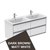 Ideal Standard Connect Air 1200mm Wall Hung Vanity Unit Only; 4 Drawers - Matt Dark Brown / Matt White