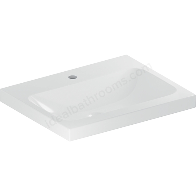 Geberit iCon 600mm 1 Tap Hole Vanity Basin w/o Overflow - White