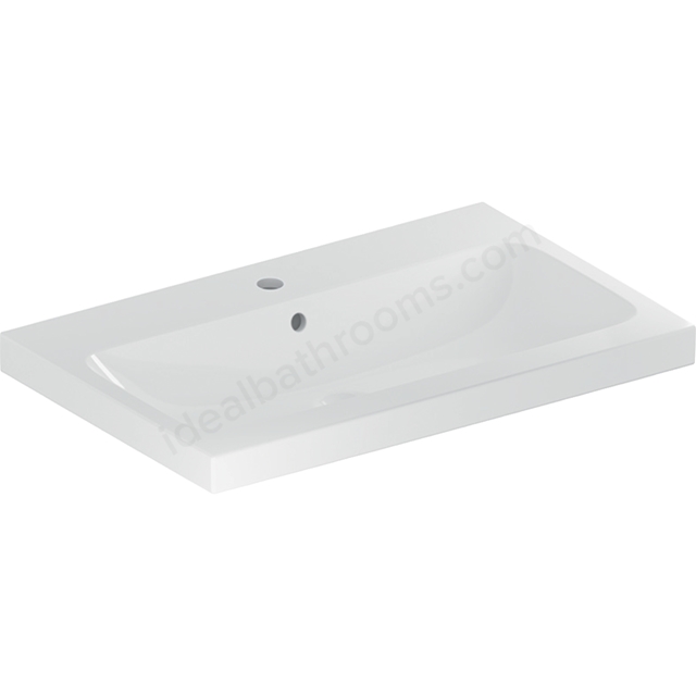 Geberit iCon 750mm 1 Tap Hole Vanity Basin w/ Overflow - White