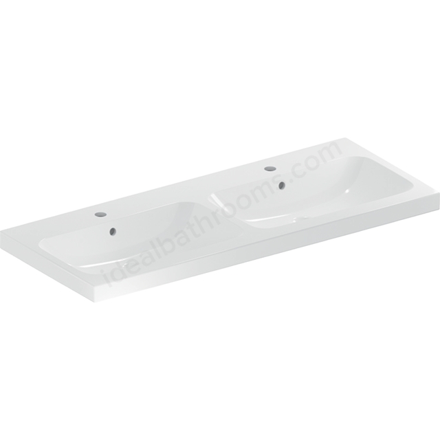 Geberit iCon 1200mm 2 Tap Hole Vanity Double Basin w/ Overflow - White