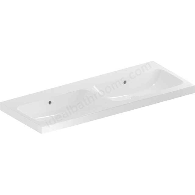 Geberit iCon 1200mm 0 Tap Hole Vanity Double Basin w/ Overflow - White