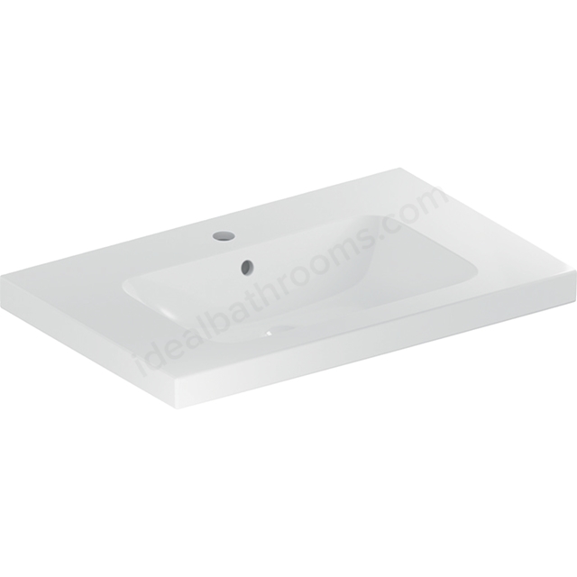 Geberit iCon 750mm 1 Tap Hole Vanity Basin w/ Overflow & Shelf Surface - White