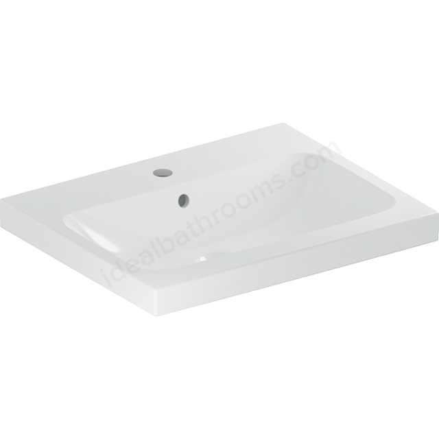 Geberit iCon 600mm 1 Tap Hole Vanity Basin w/ Overflow - White