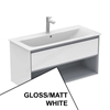 Ideal Standard Connect AIR Wall Hung Vanity Unit Only; 1 Drawer + Open Shelf; 1000mm Wide; Gloss White / Matt White