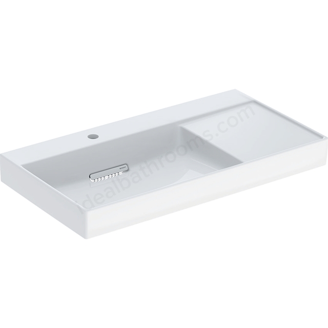 Geberit One Innovative Waste 900mm 1 Tap Hole Countertop Basin w/ Right Hand Shelf - White