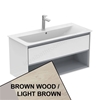 Ideal Standard Connect AIR Wall Hung Vanity Unit Only; 1 Drawer + Open Shelf; 1000mm Wide; Light Brown Wood / Matt White