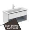 Ideal Standard Connect AIR Wall Hung Vanity Unit Only; 1 Drawer + Open Shelf; 1000mm Wide; Matt Dark Brown / Matt White
