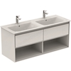 Ideal Standard Connect Air Wall Hung Vanity Unit Only; 2 Drawers + Open Shelf; 1200mm Wide; Gloss White / Matt White