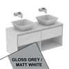 Ideal Standard Connect AIR Wall Hung Vanity Unit Only; 2 Drawers + Open Shelf; 1200mm Wide; Gloss Grey / Matt White