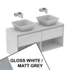Ideal Standard Connect Air Wall Hung Vanity Unit Only; 2 Drawers + Open Shelf; 1200mm Wide; Gloss White / Matt Grey