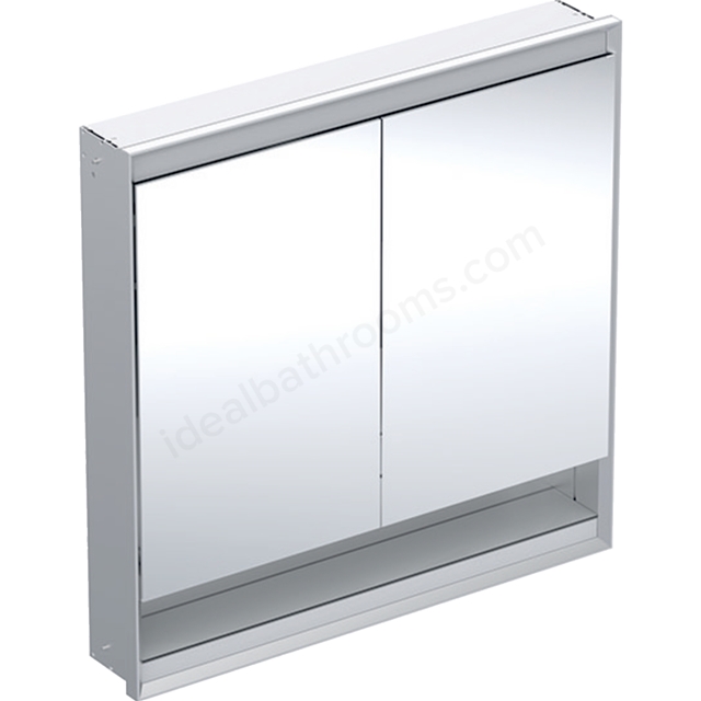 Geberit One 2 Door Niche 900mm Comfort Light Mirror Cabinet - Anodised Aluminium