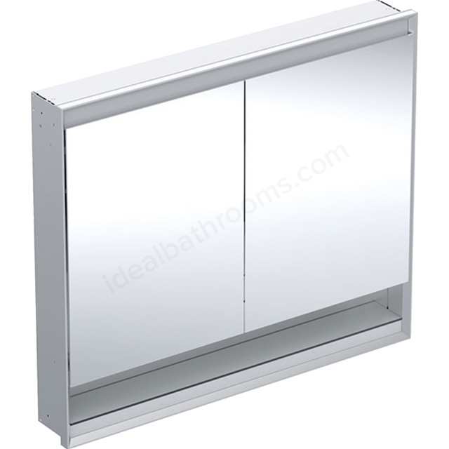 Geberit One 2 Door Niche 1050mm Comfort Light Mirror Cabinet - Anodised Aluminium