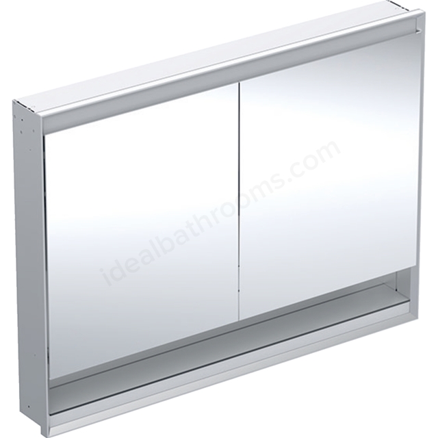 Geberit One 2 Door Niche 1200mm Comfort Light Mirror Cabinet - Anodised Aluminium